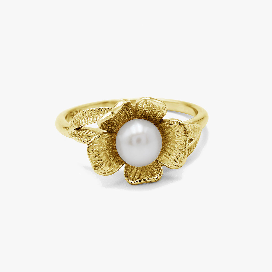 Floral Vine Pearl Ring