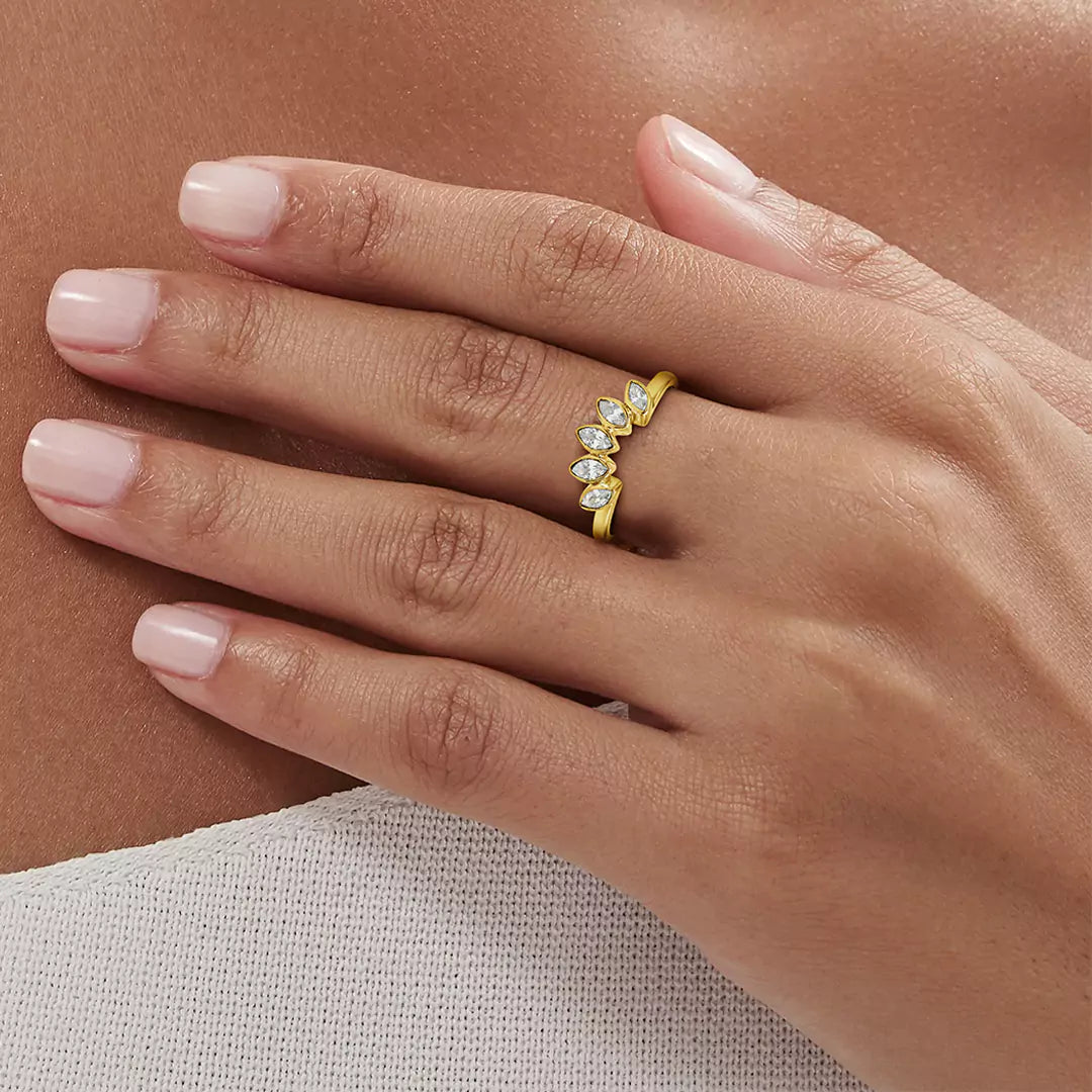 Half Round Marquise Ring