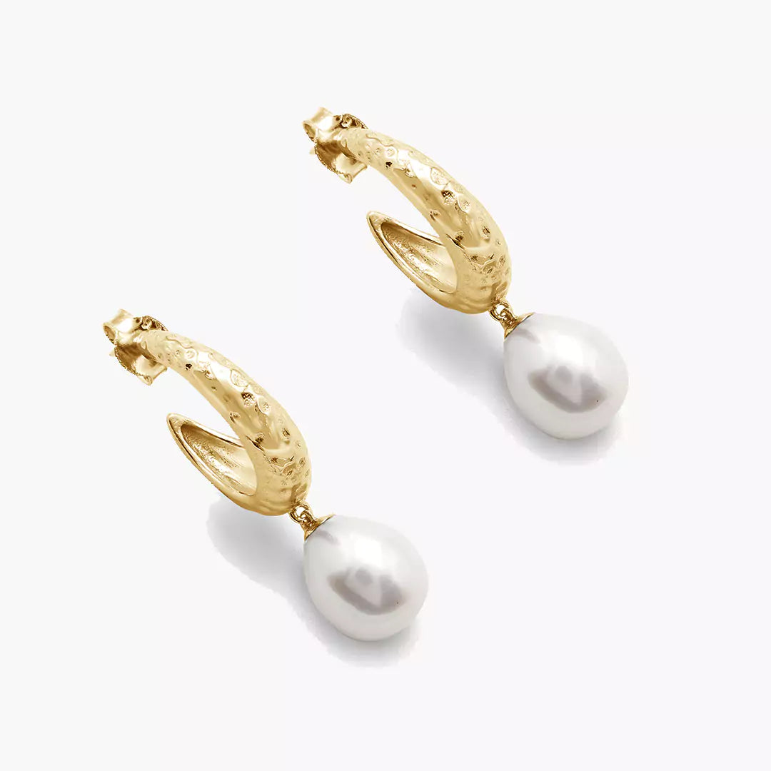 Hammered Pearl Huggies