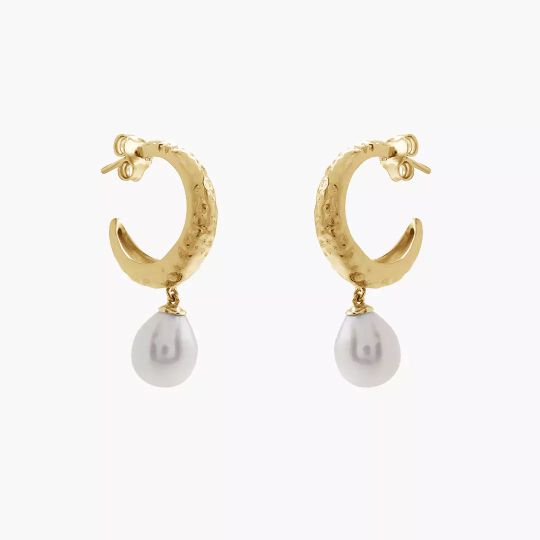 Hammered Pearl Huggies