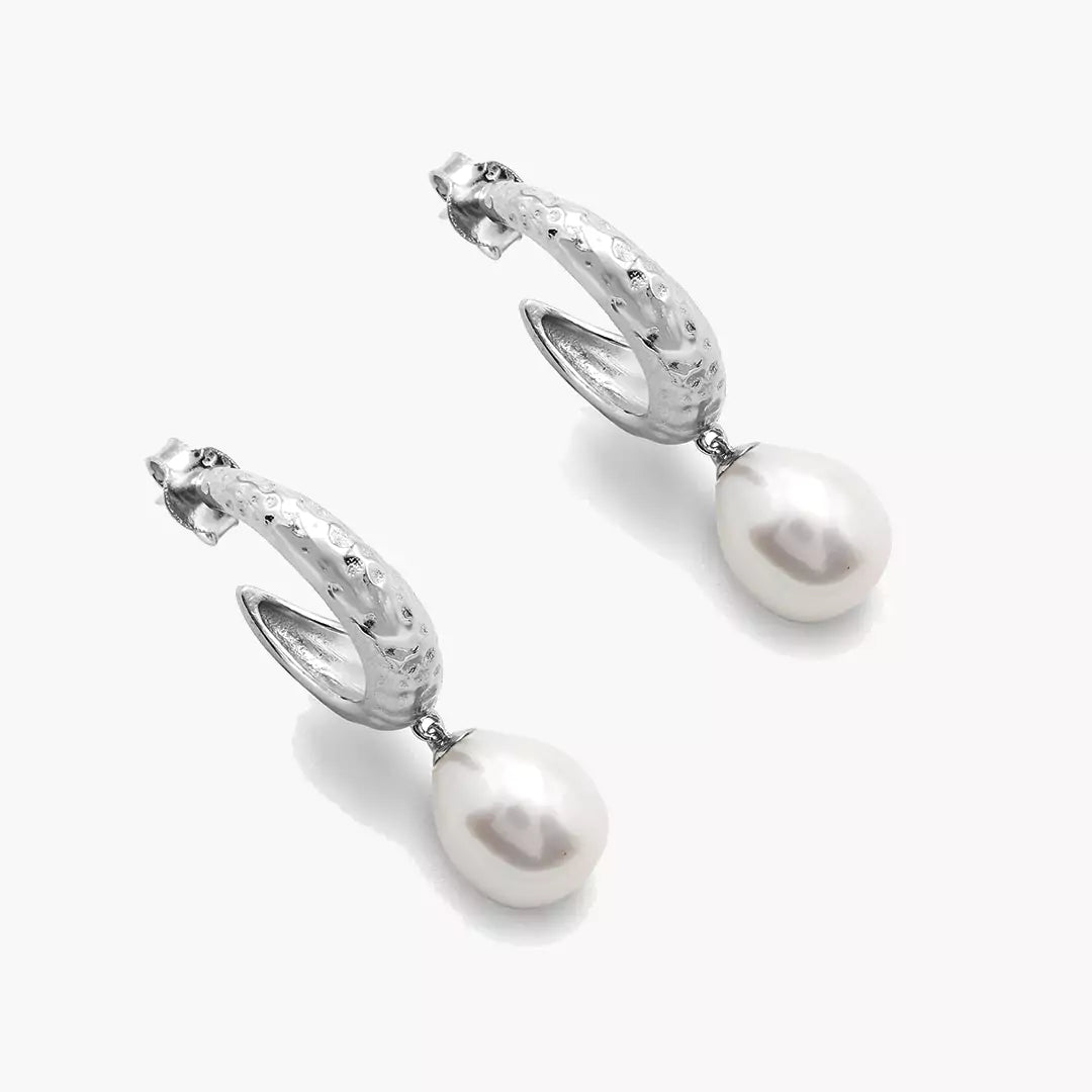 Hammered Pearl Huggies