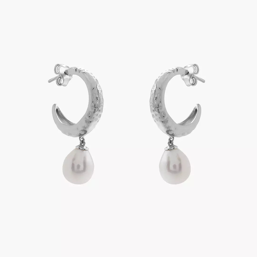 Hammered Pearl Huggies