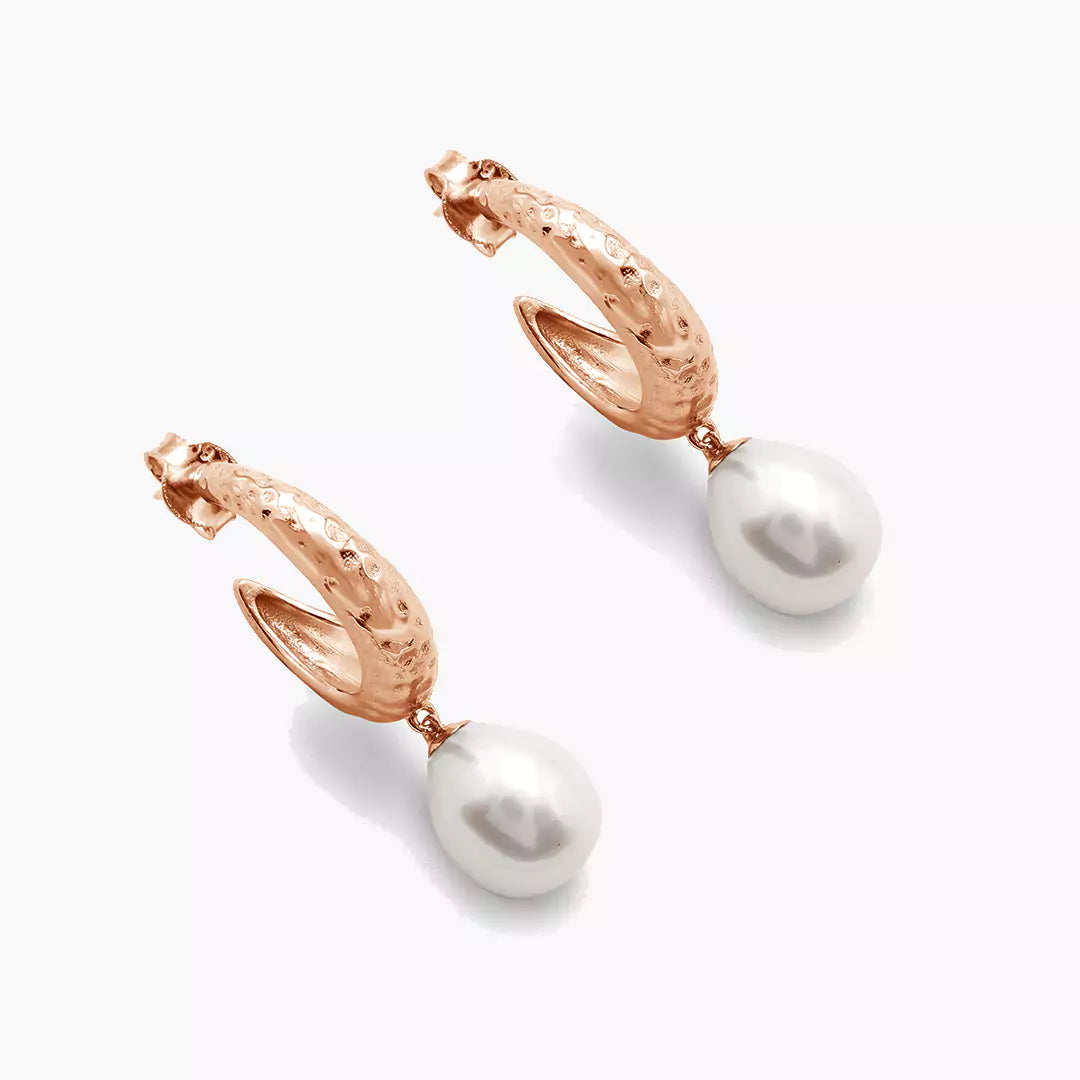 Hammered Pearl Huggies