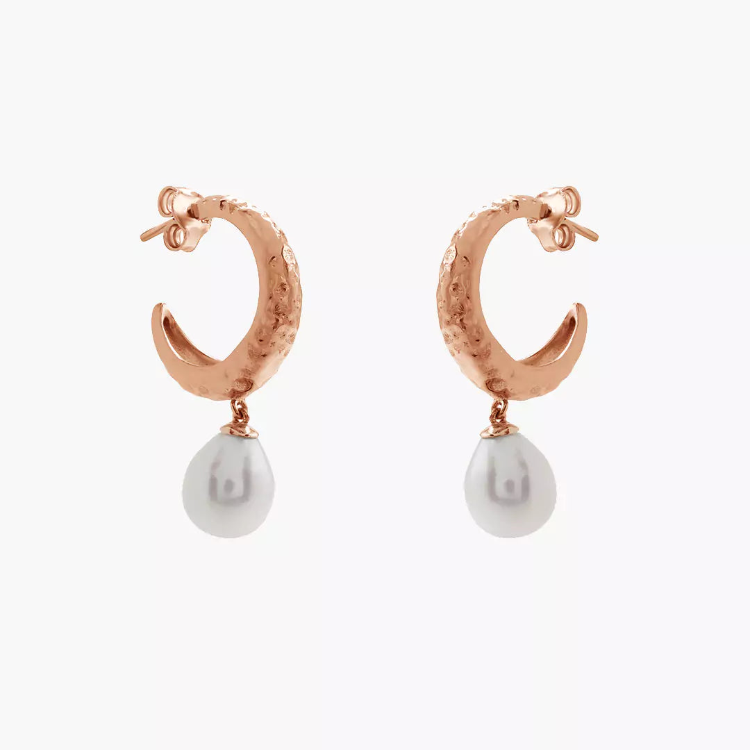 Hammered Pearl Huggies