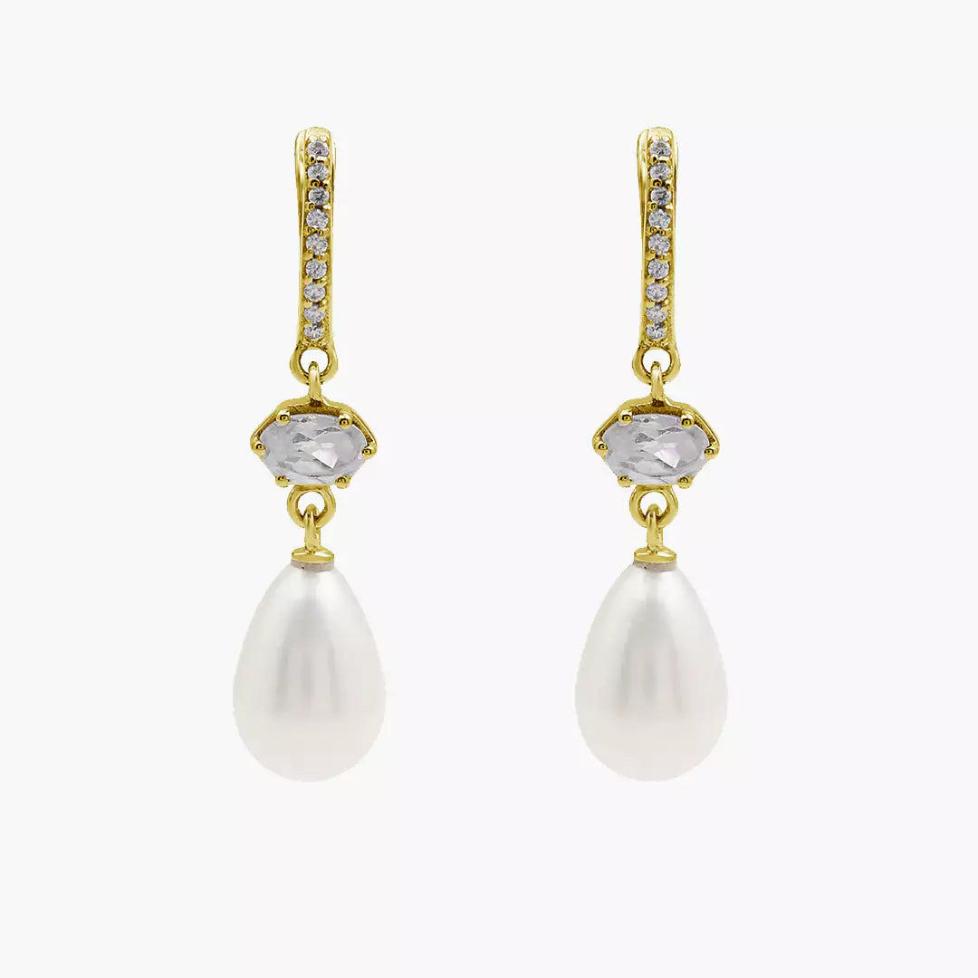 Hexa Solitaire Pearl Huggies