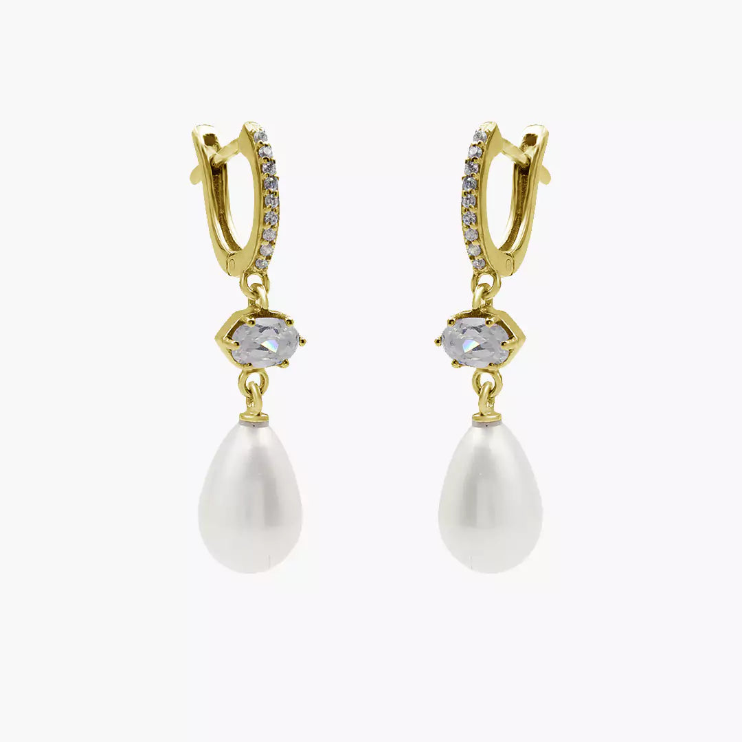 Hexa Solitaire Pearl Huggies