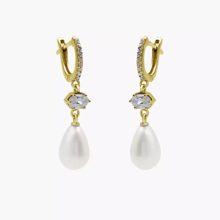 Hexa Solitaire Pearl Huggies