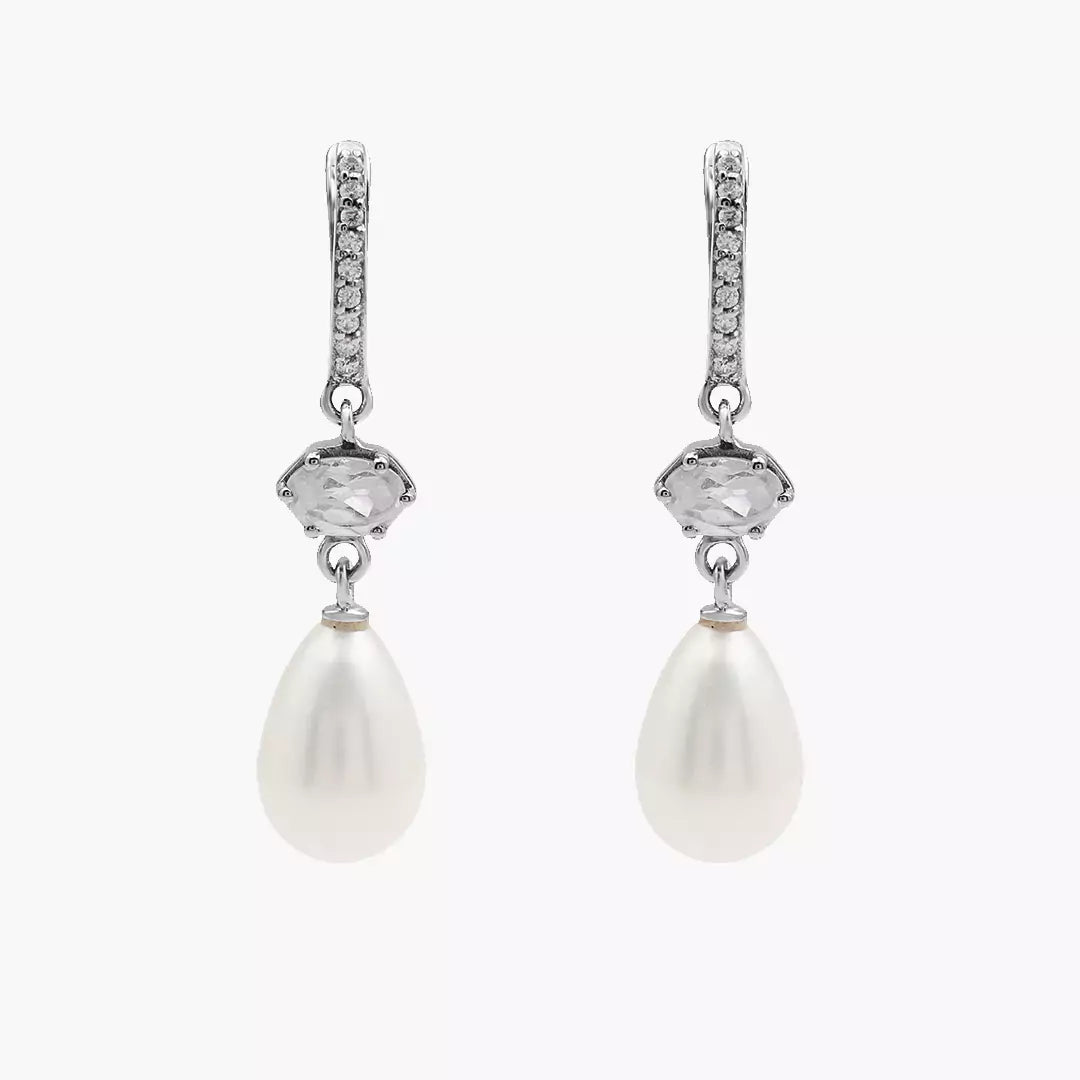 Hexa Solitaire Pearl Huggies