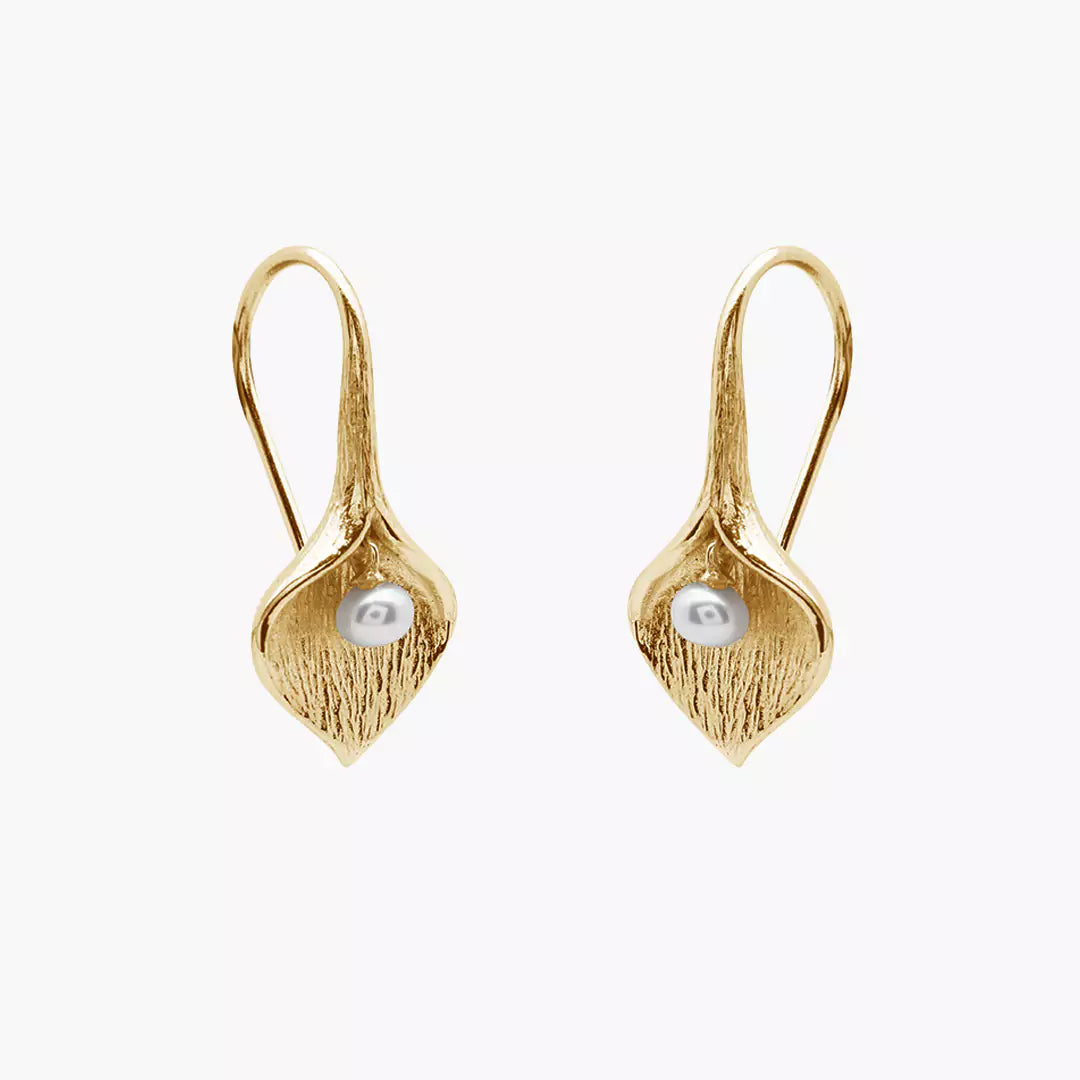 Leaf Bud Pearl Earrings