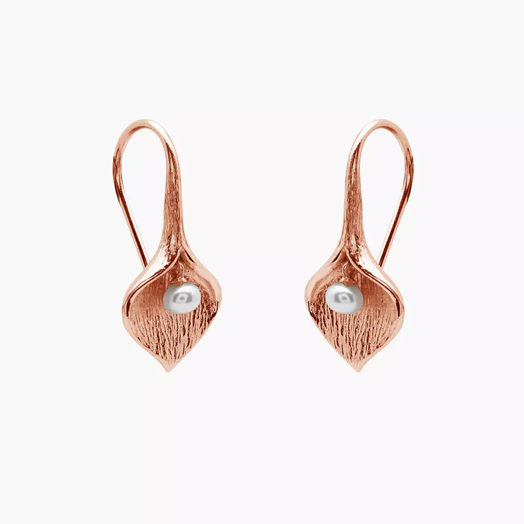 Leaf Bud Pearl Earrings