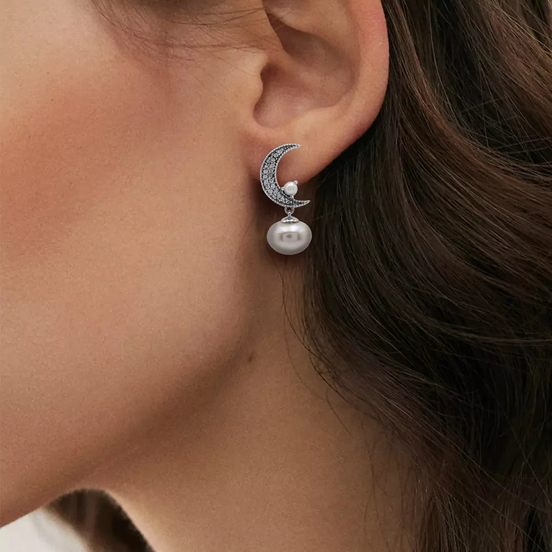 Moon Star Pearl Earrings