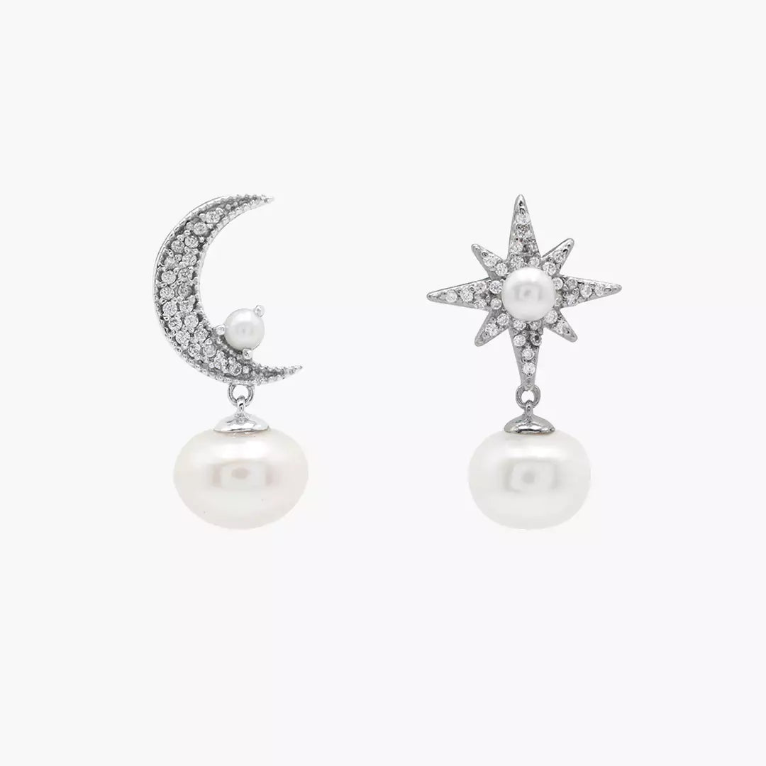 Moon Star Pearl Earrings