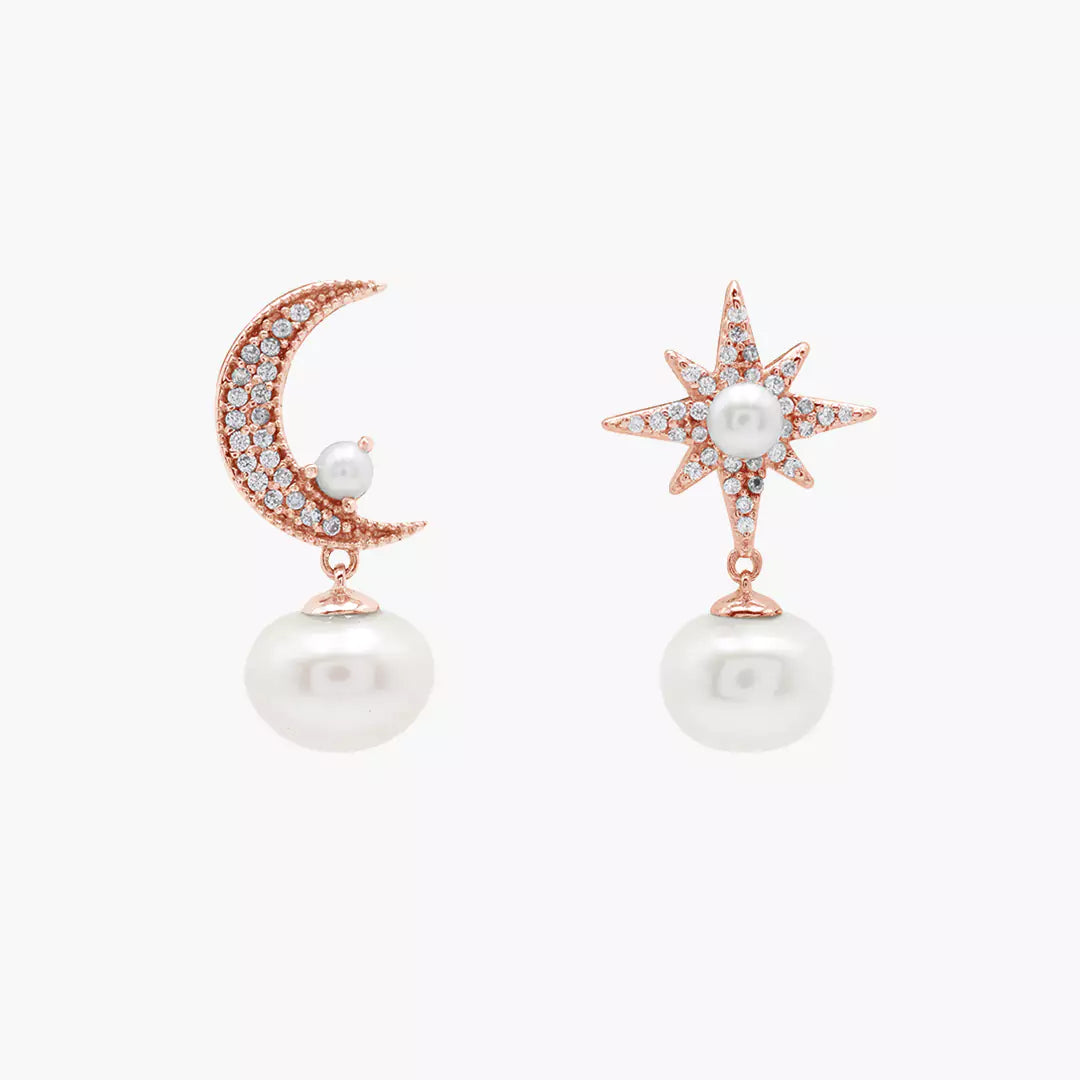 Moon Star Pearl Earrings