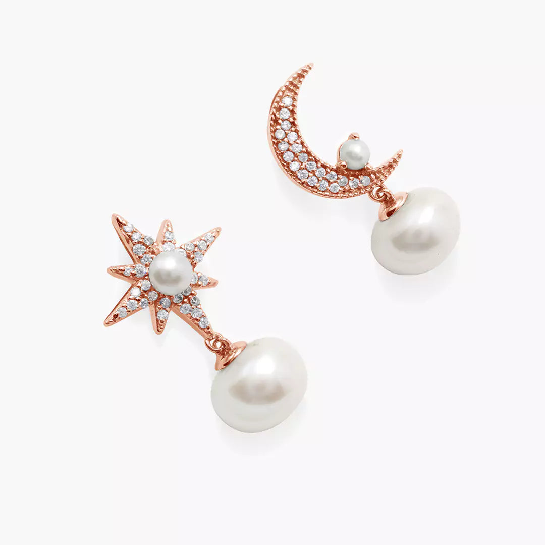 Moon Star Pearl Earrings
