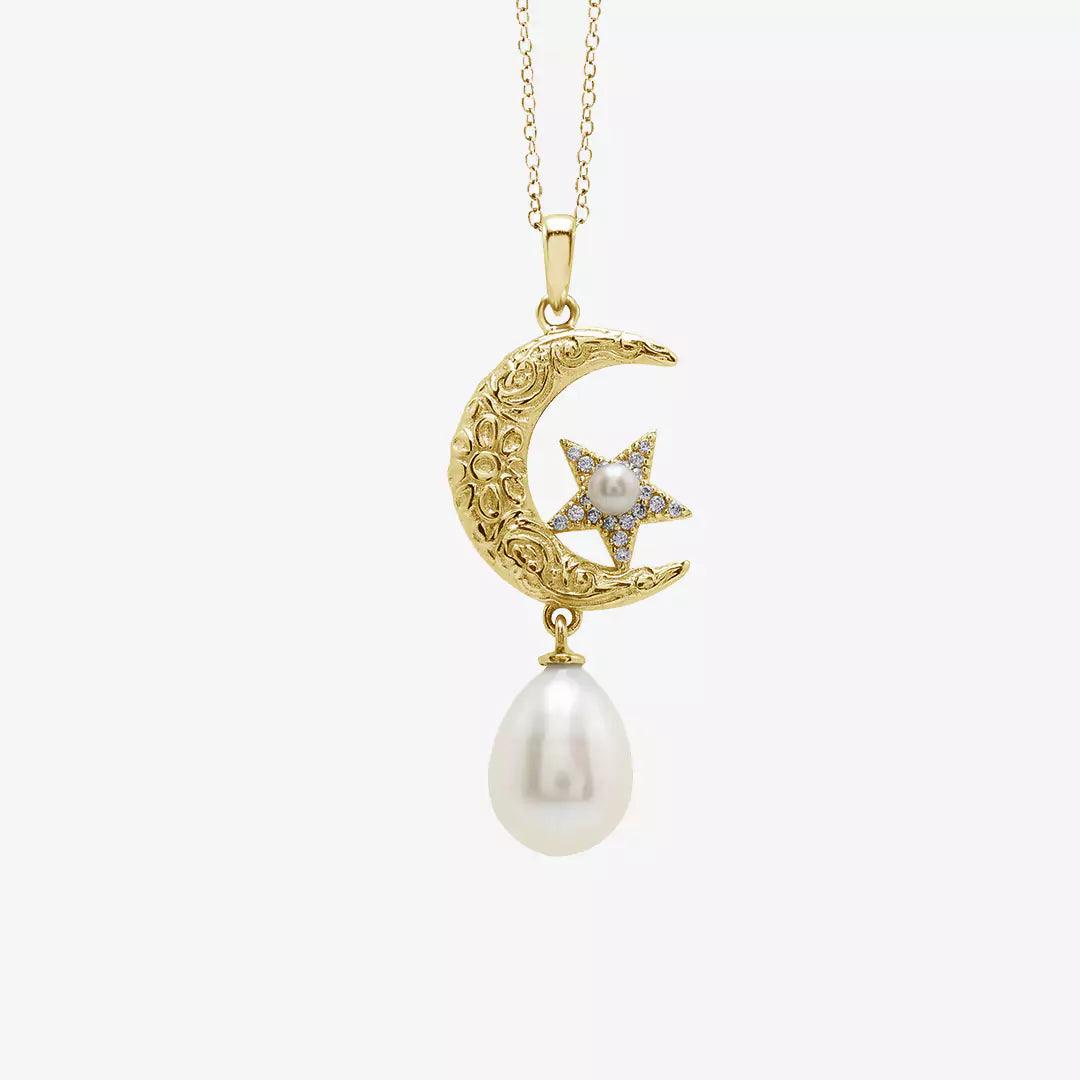 Moon-Star Pearl Necklace