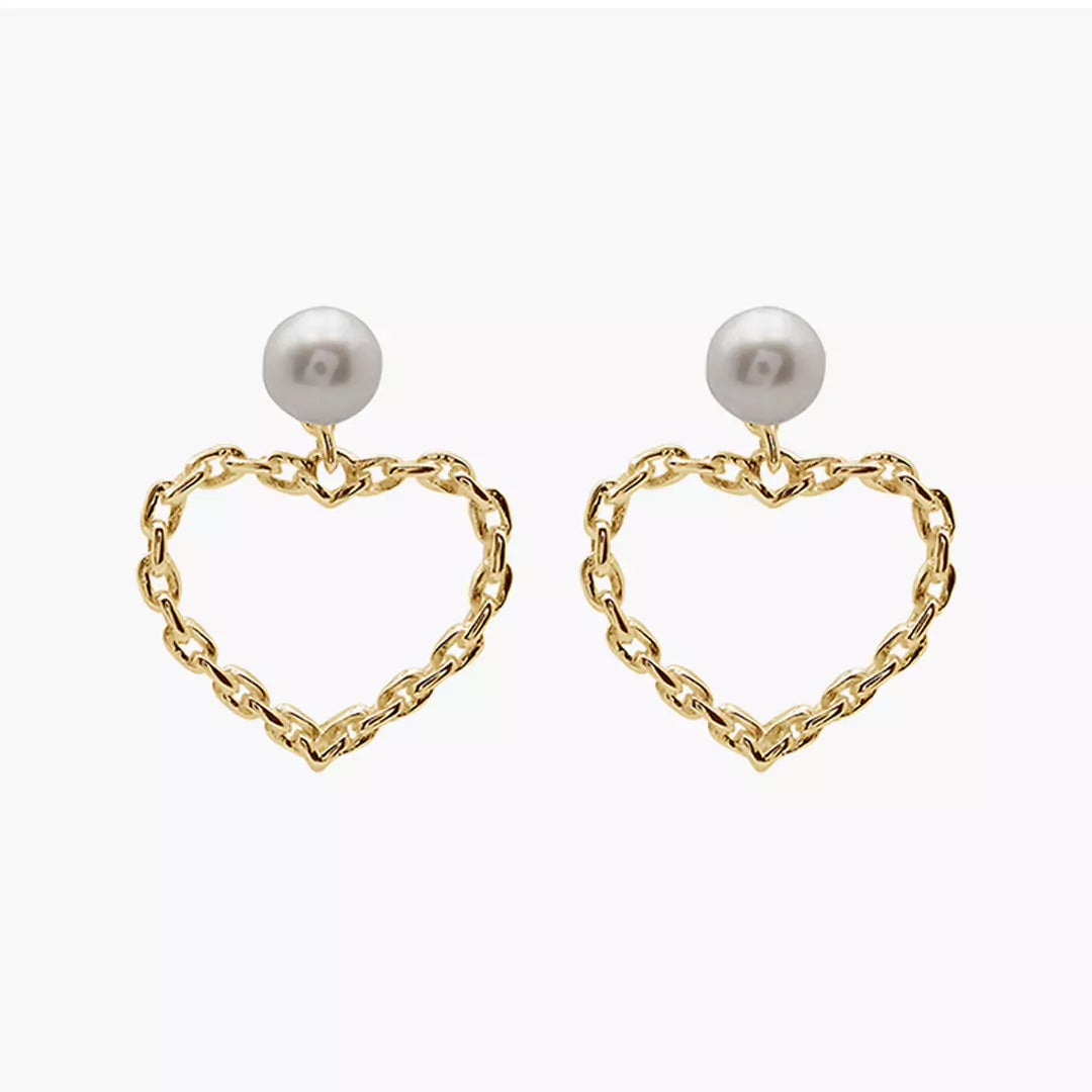 Pearl Heart Danglers