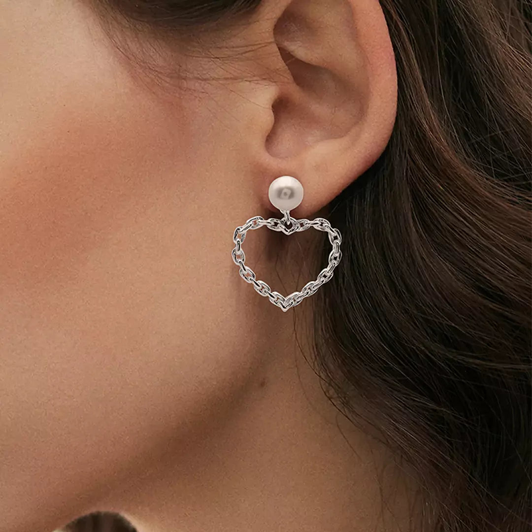 Pearl Heart Danglers