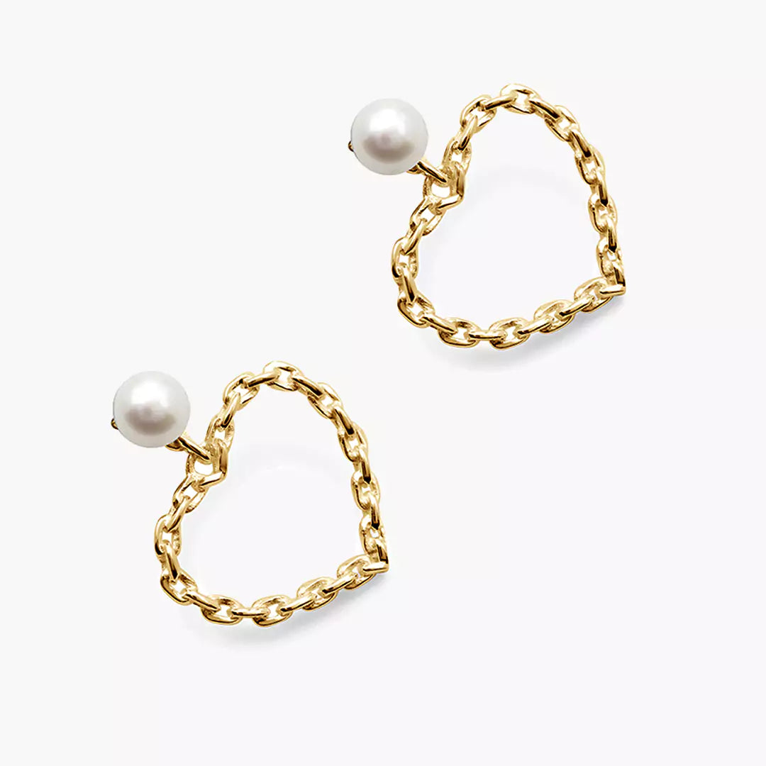 Pearl Heart Danglers