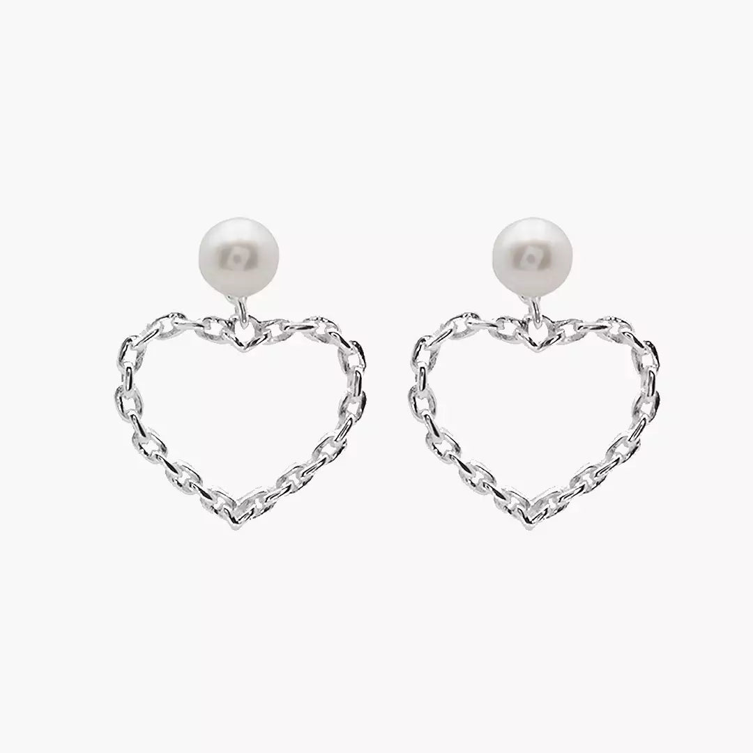 Pearl Heart Danglers
