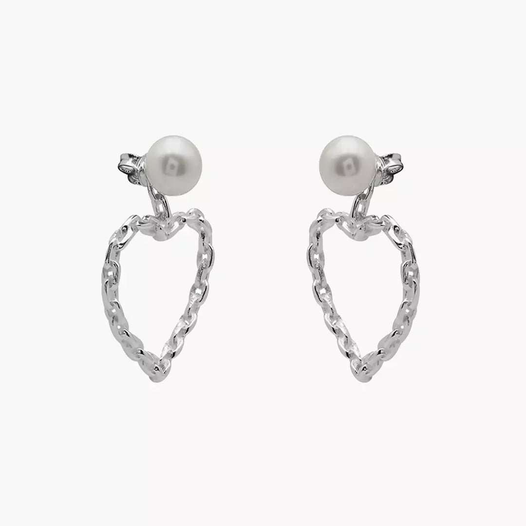 Pearl Heart Danglers