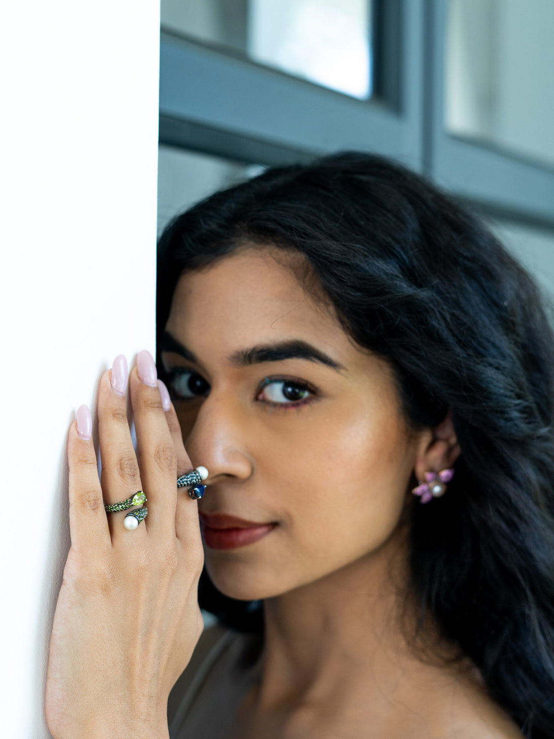 Petunia-Pearl Adjustable Ring