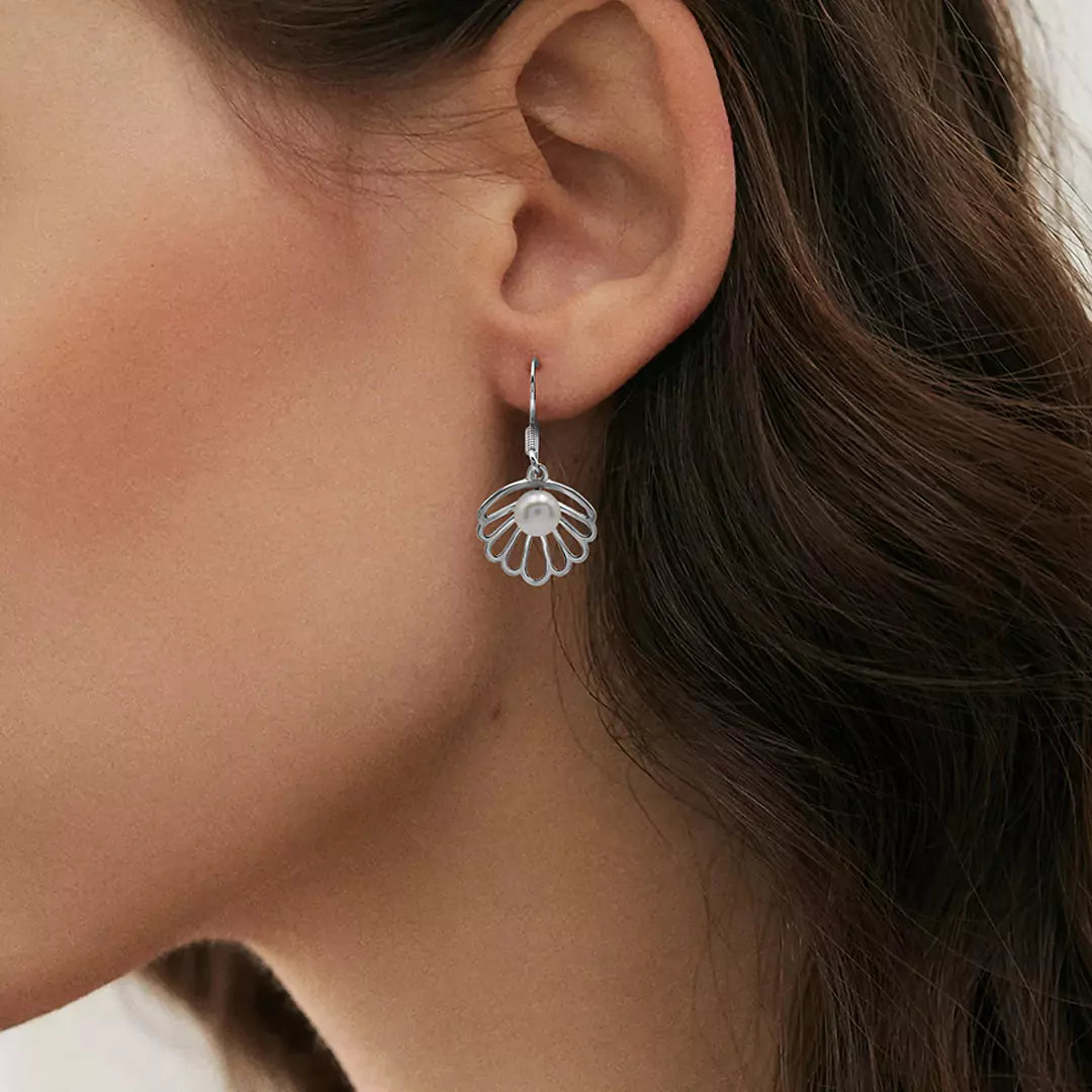 Seashell Pearl Earrings