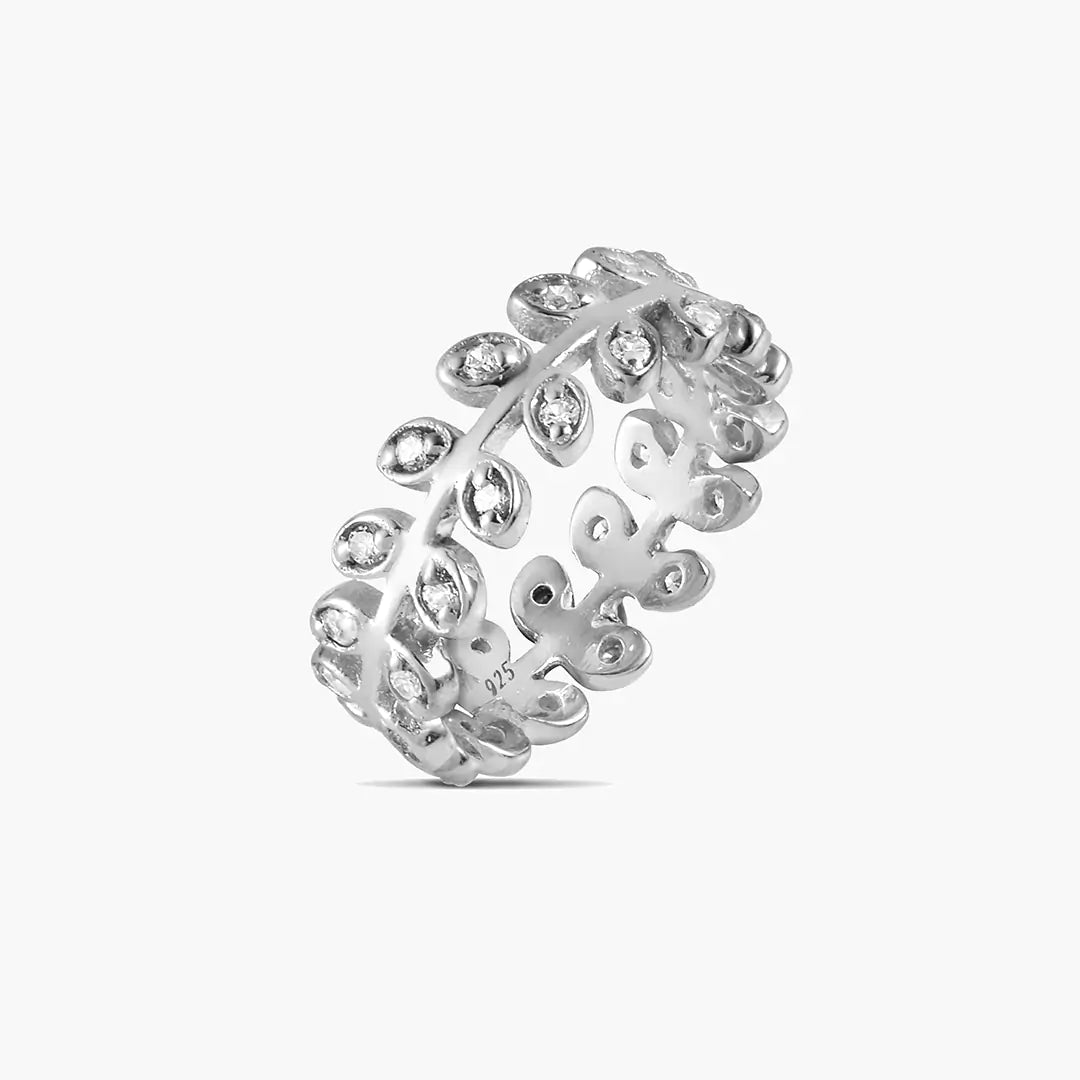 Studded Leaf Band Ring