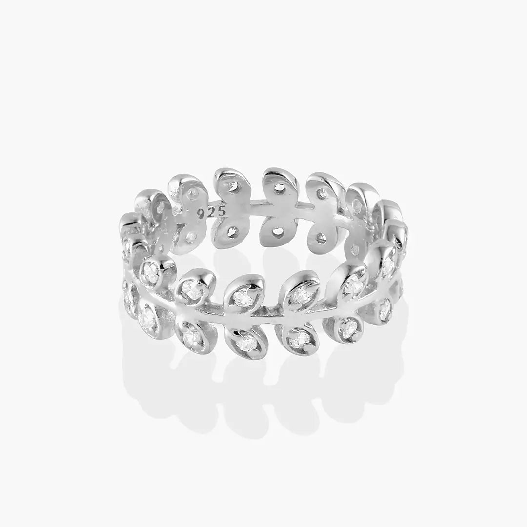 Studded Leaf Band Ring