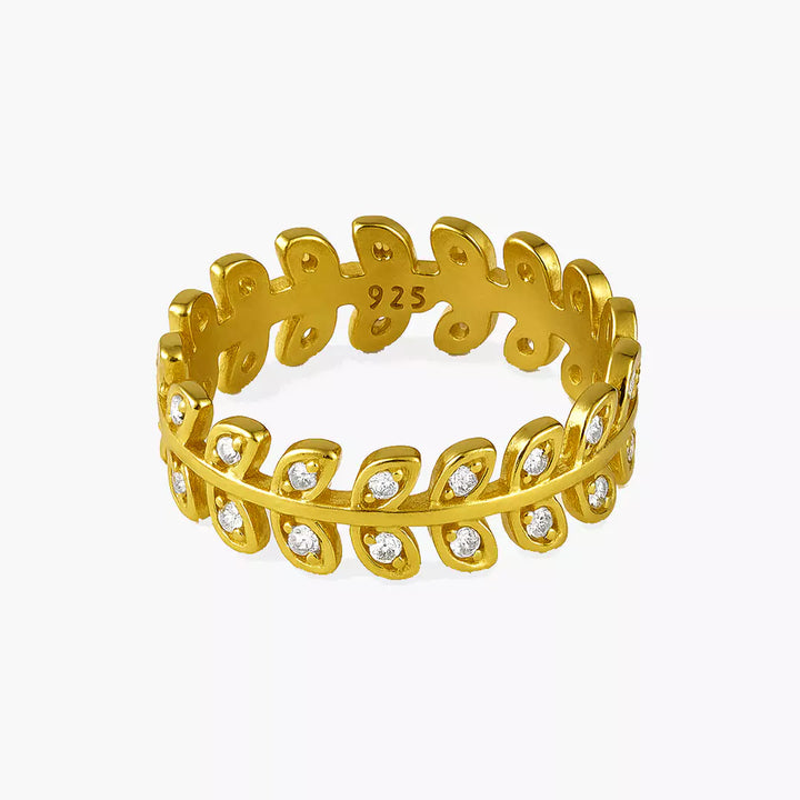 Studded Leaf Band Ring