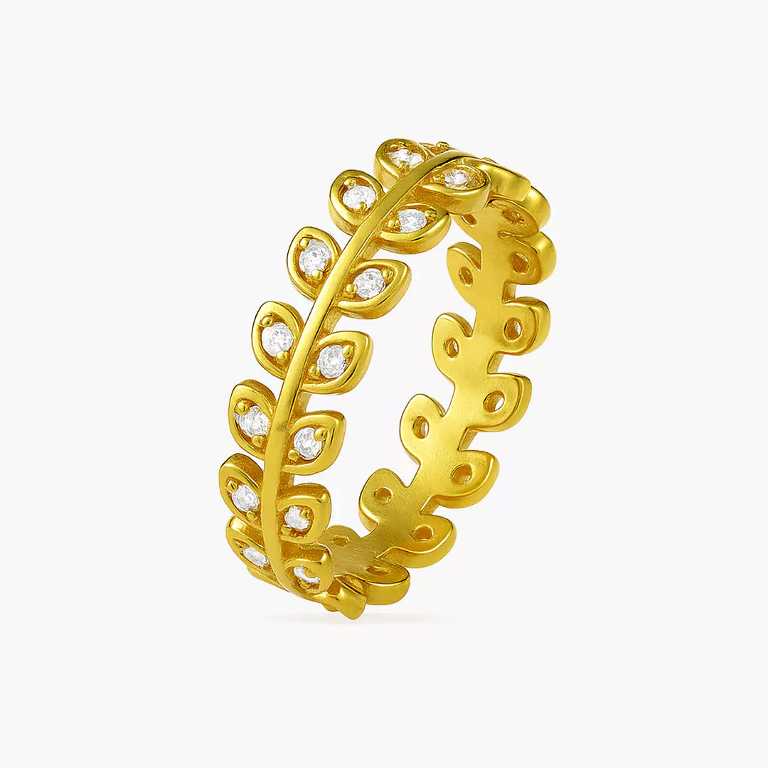 Studded Leaf Band Ring