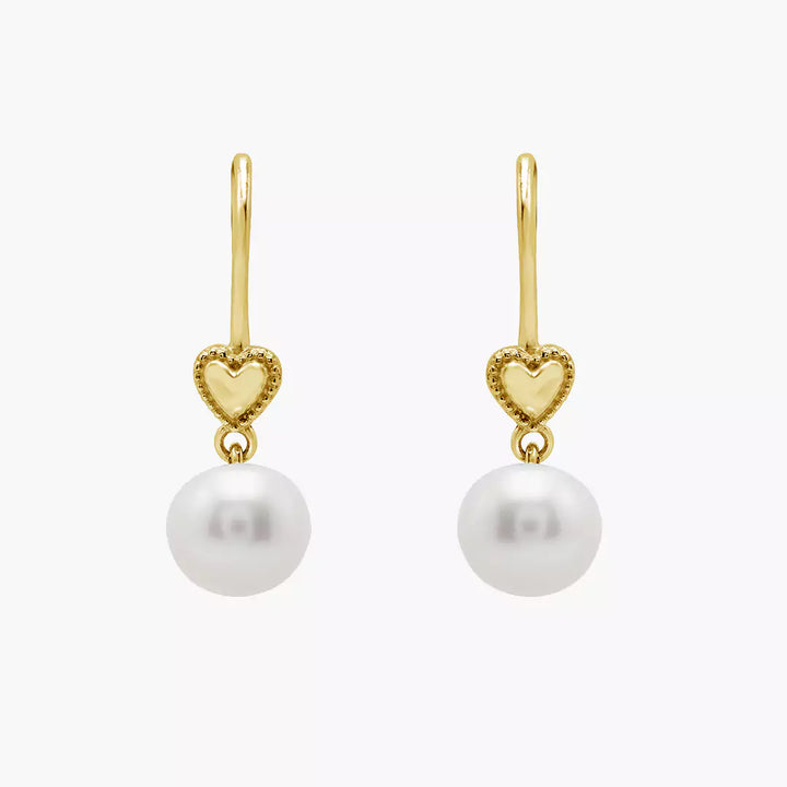 Vintage Heart Pearl Earrings