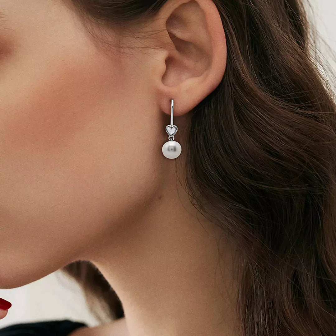 Vintage Heart Pearl Earrings