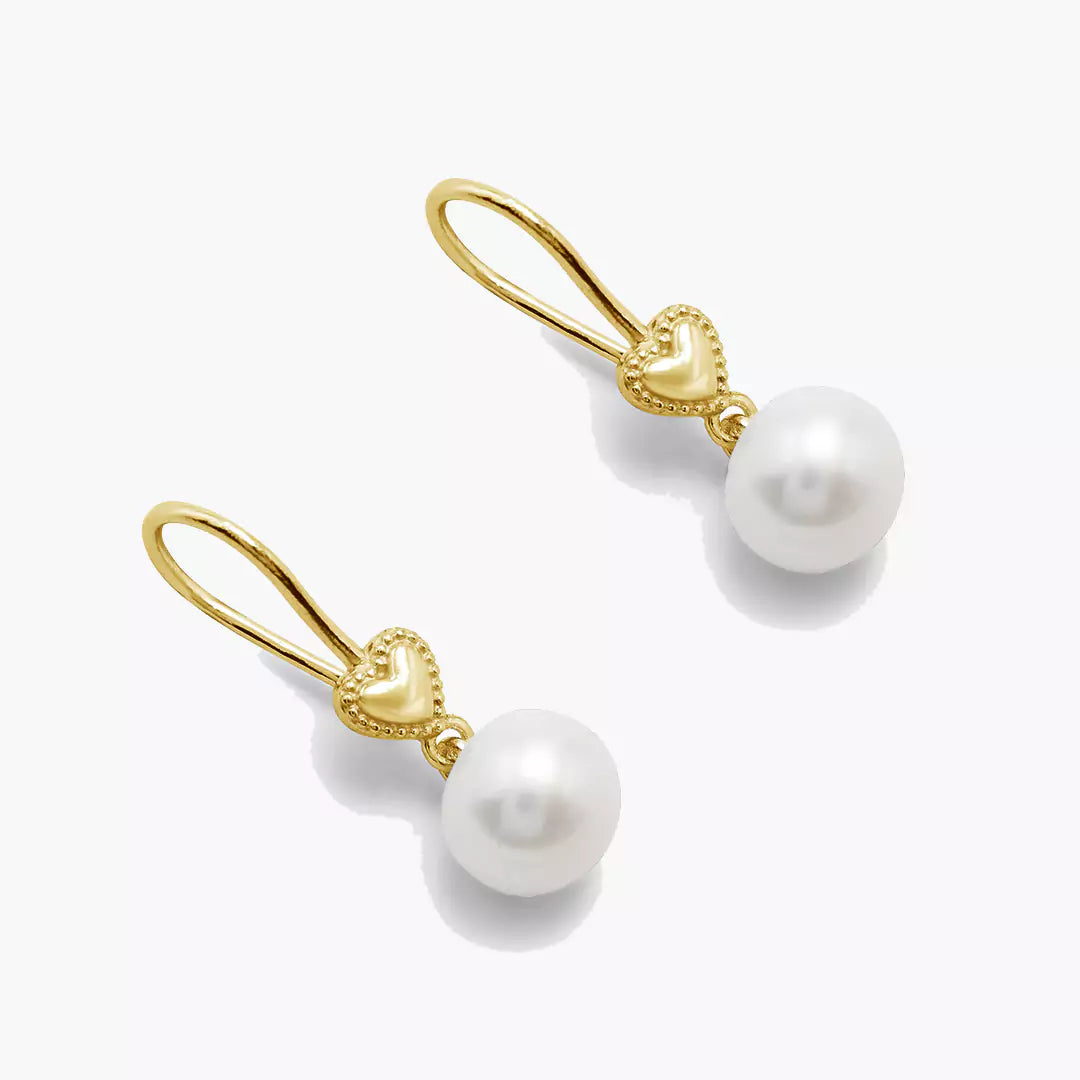 Vintage Heart Pearl Earrings