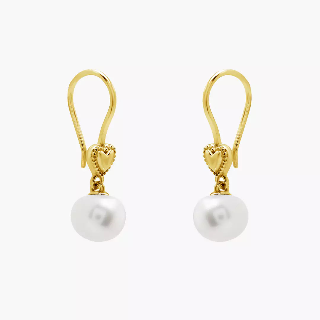 Vintage Heart Pearl Earrings