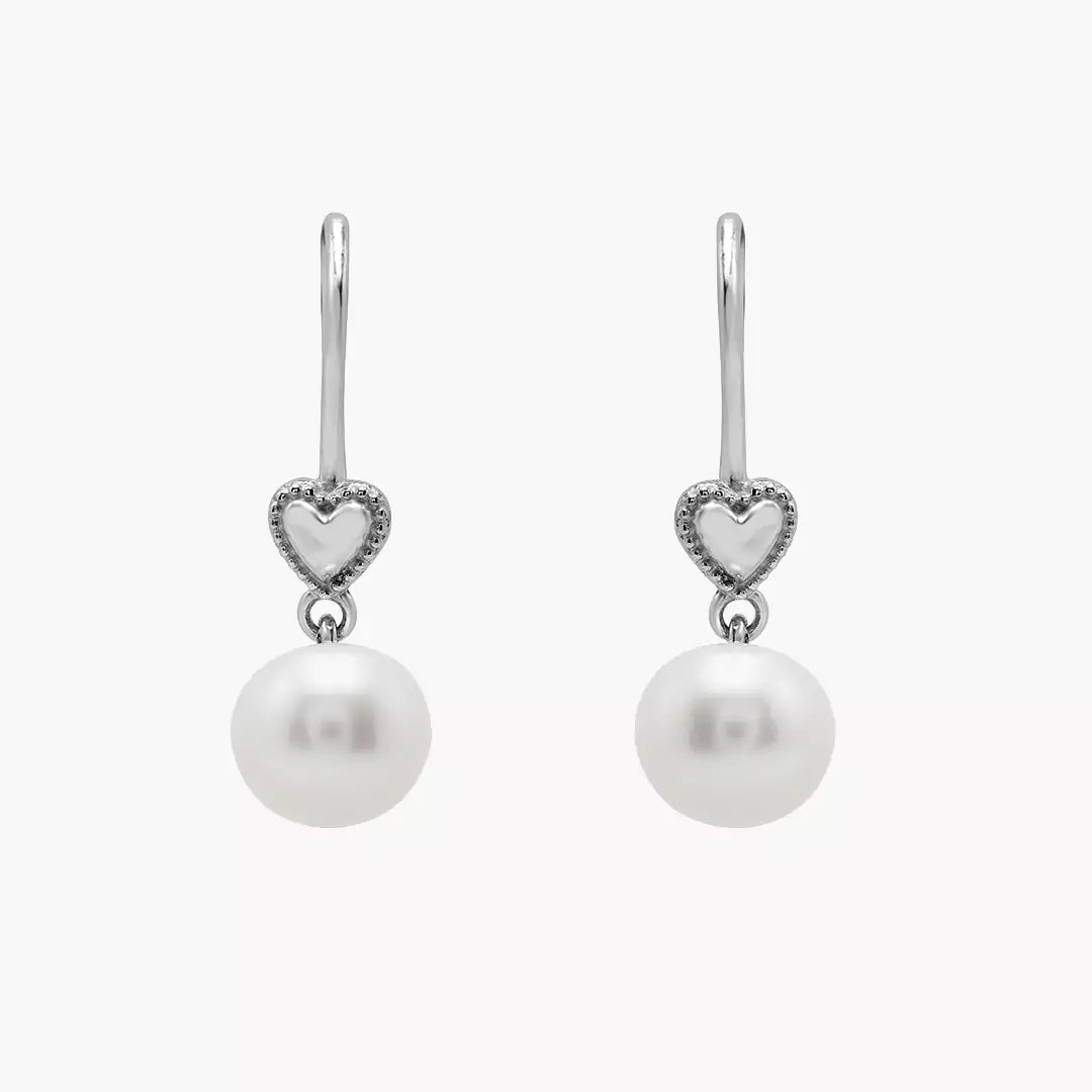 Vintage Heart Pearl Earrings