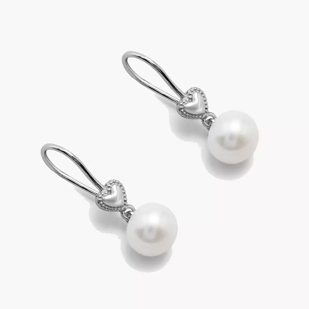 Vintage Heart Pearl Earrings