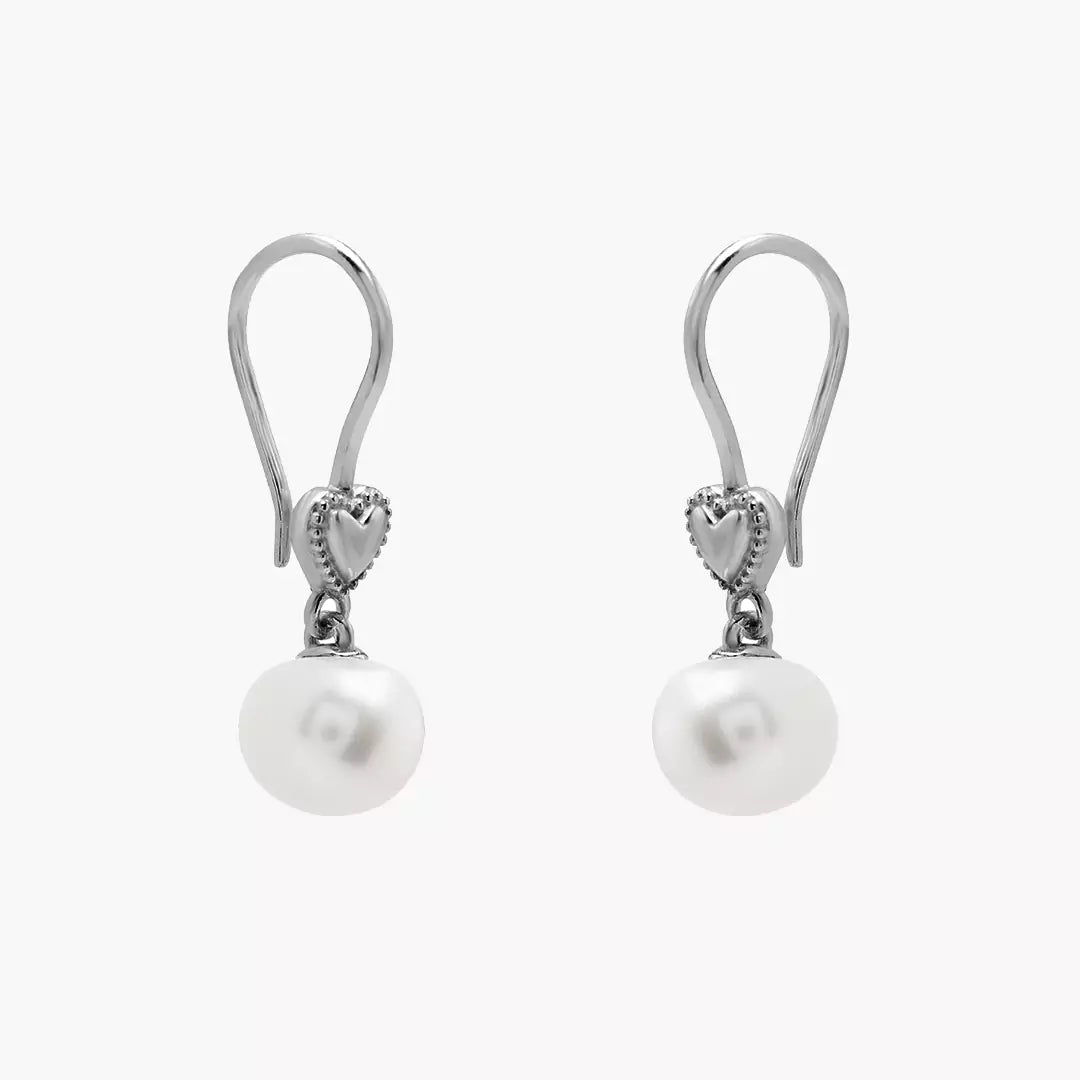 Vintage Heart Pearl Earrings