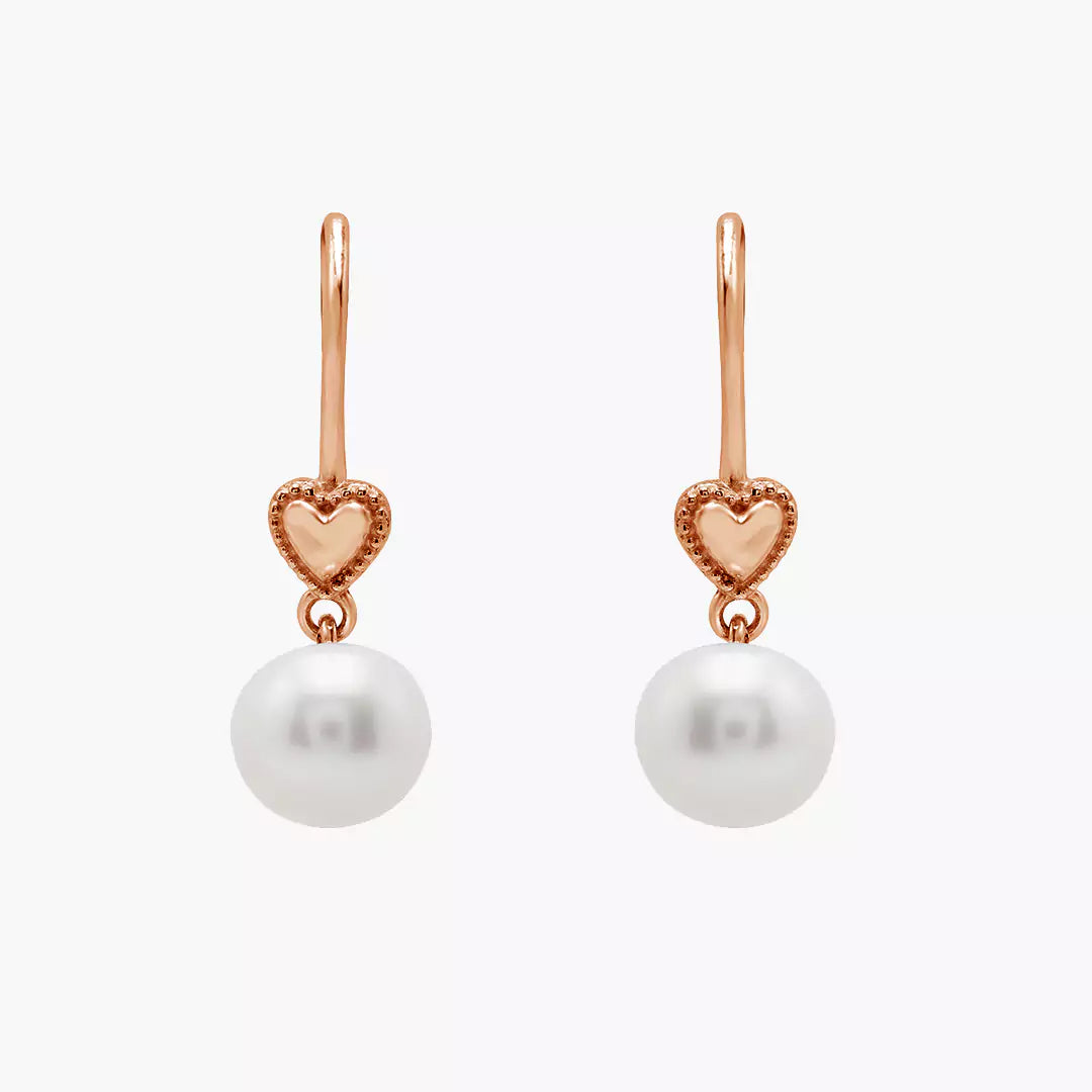 Vintage Heart Pearl Earrings