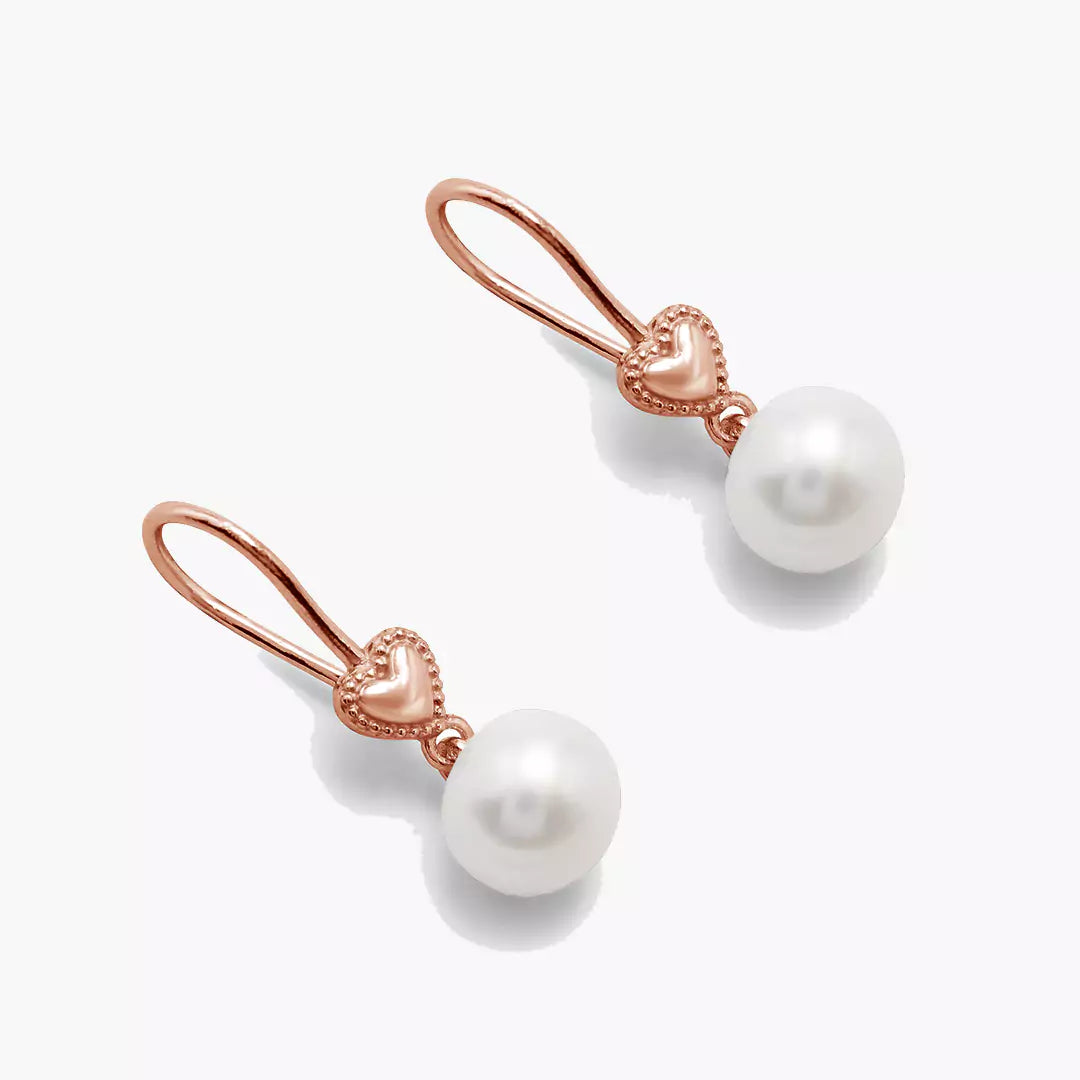 Vintage Heart Pearl Earrings