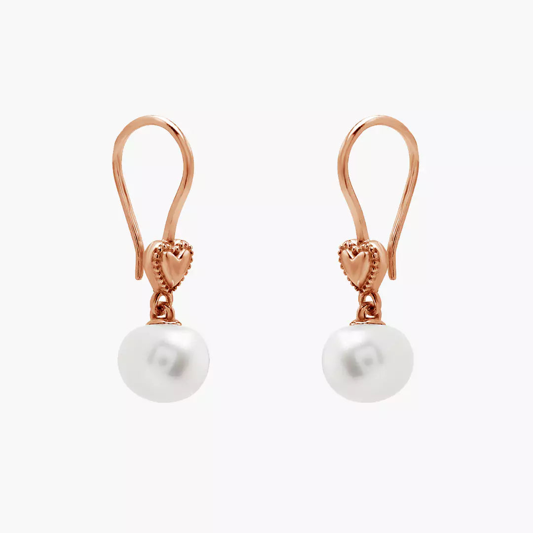 Vintage Heart Pearl Earrings